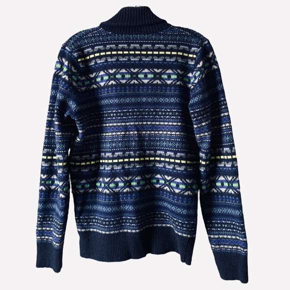 PAUL SMITH Men's Blue Fair-isle Wool/Cashmere Blend Shawl Collar Cardigan S - Picture 4 of 7